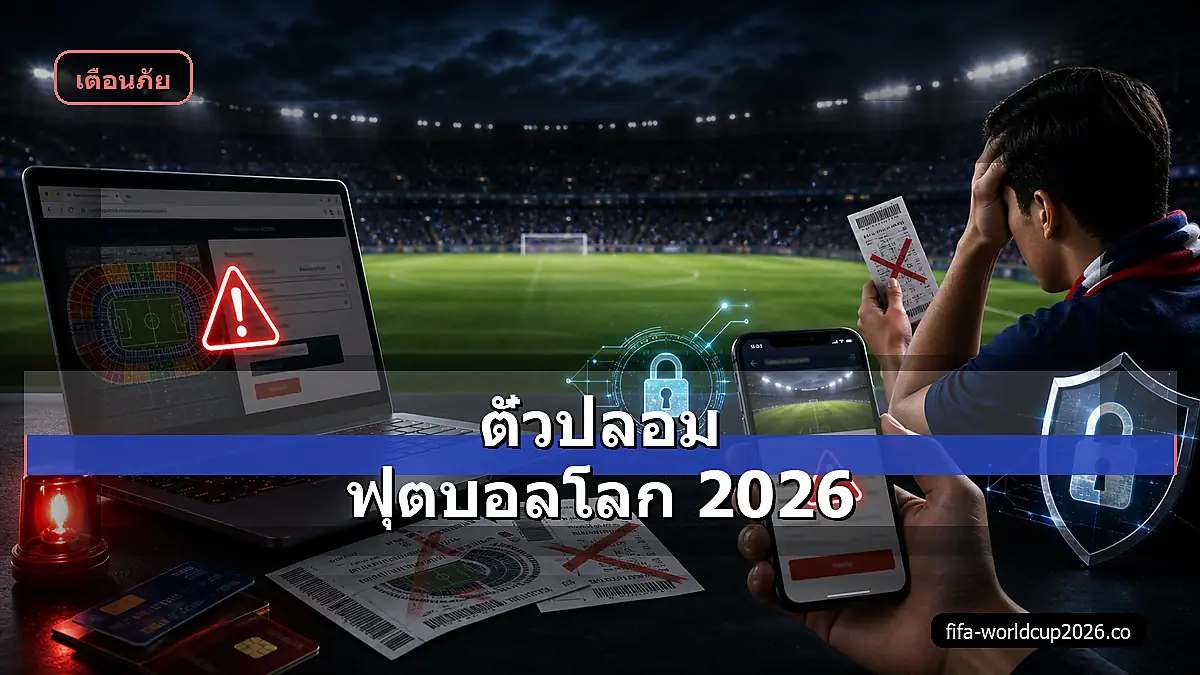 ภาพเสมือนจริงเตือนตั๋วปลอมฟุตบอลโลก 2026 พร้อมมือถือและแล็ปท็อป