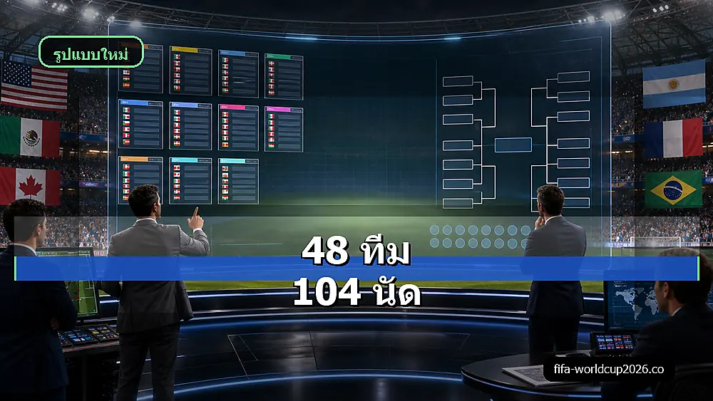 ภาพสเหมือนจริงแผนผังรอบแบ่งกลุ่มฟุตบอลโลก 2026 และรอบ 32 ทีม