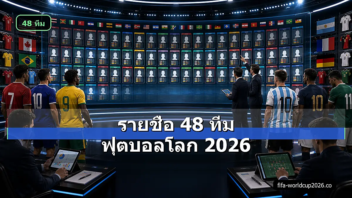 ภาพเสมือนจริงรายชื่อ 48 ทีมฟุตบอลโลก 2026 ในสตูดิโอวิเคราะห์