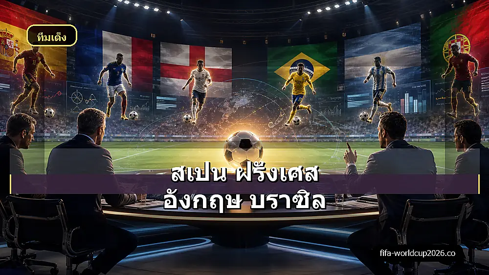 ภาพประกอบทีมเต็งแชมป์ฟุตบอลโลก 2026 และราคาแชมป์