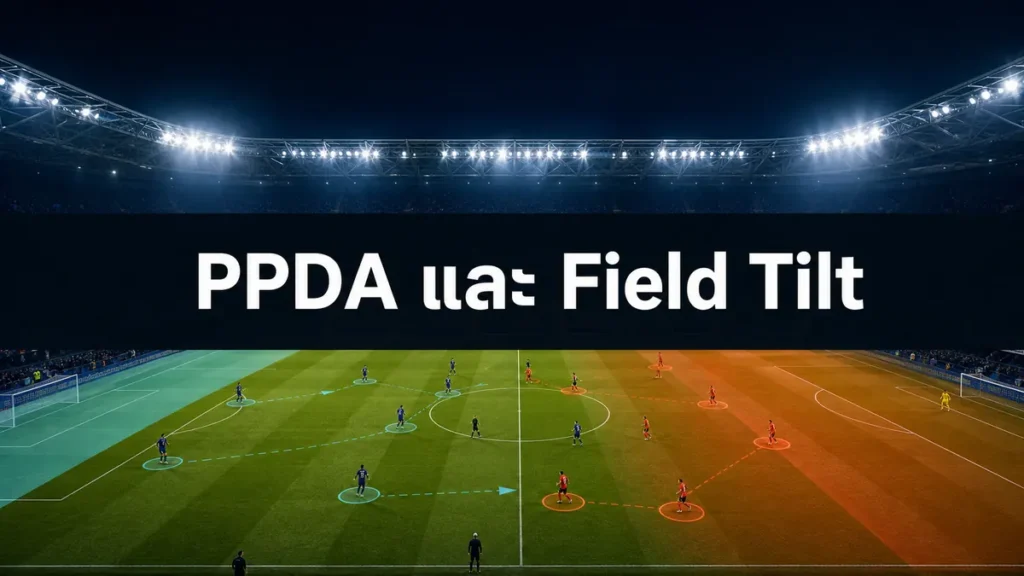 PPDA ฟุตบอล และ Field Tilt กับภาพสนามแสดงพื้นที่การเพรสและการครองเกม