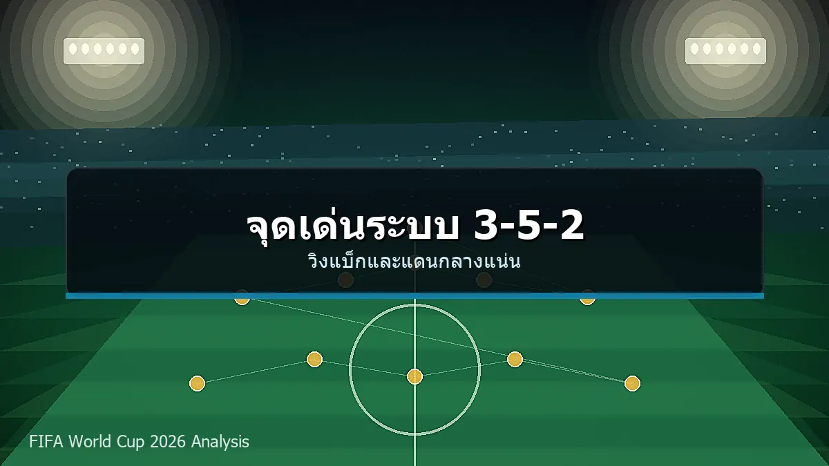 ภาพแผนผังระบบ 3-5-2 เน้นวิงแบ็กและแดนกลางแน่น